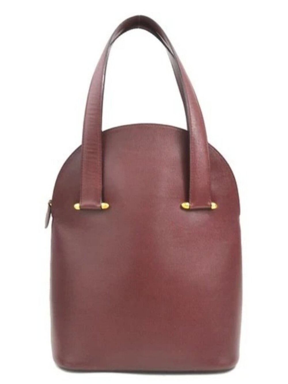 Auth CARTIER Handbag Burgundy Leather/Goldtone - e62207j